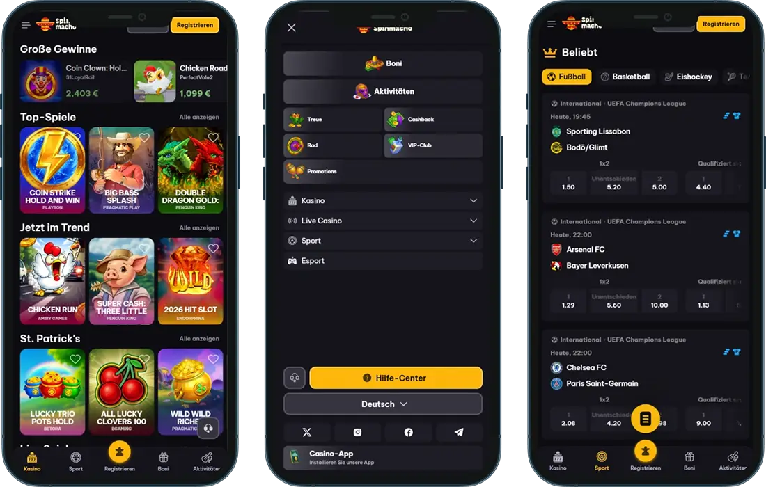 Spinmacho Casino App für Android und iOS