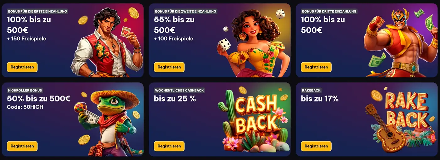 Spinmacho Casino Boni und Aktionen